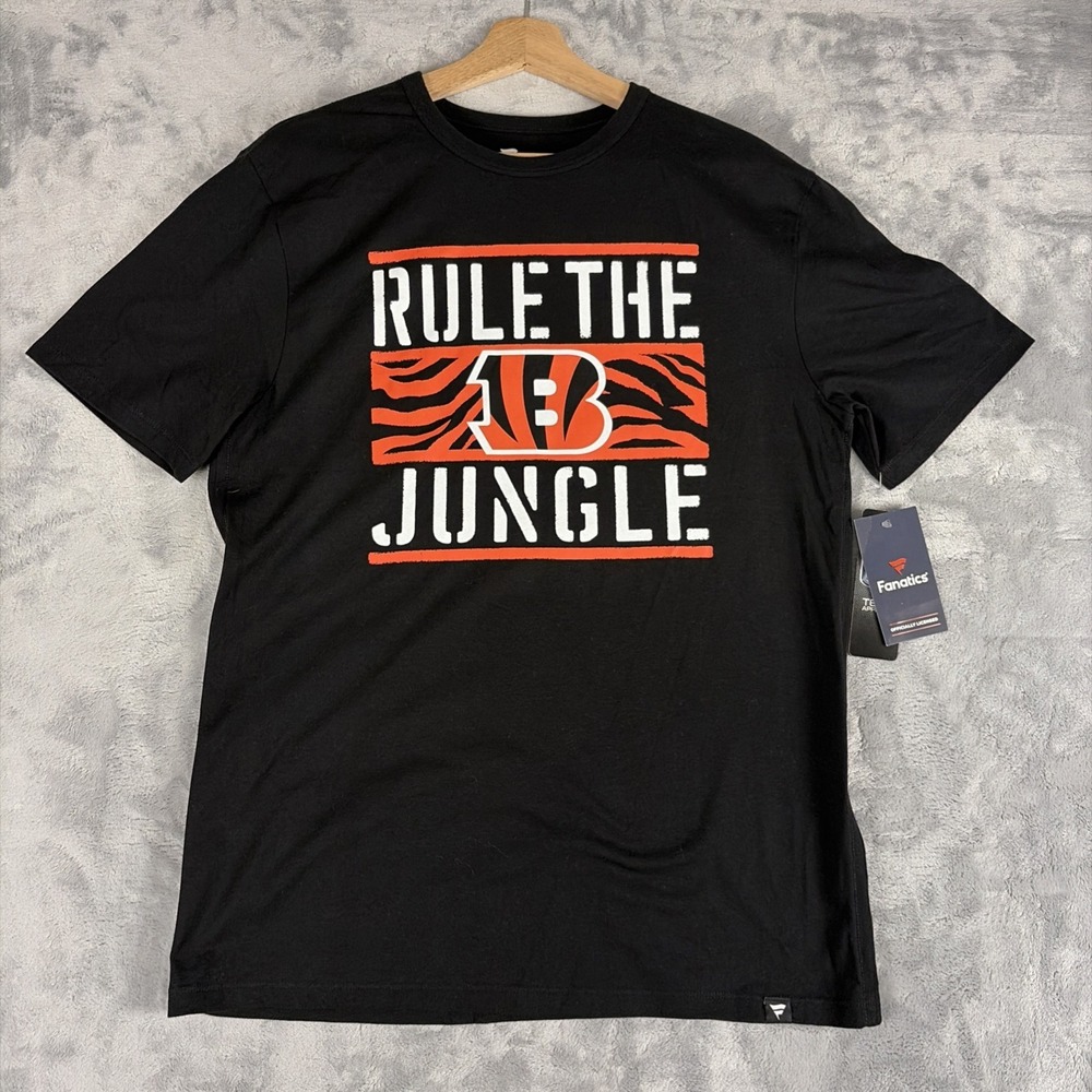 Cincinnati Bengals Rule The Jungle T-Shirt Fanatics Size Medium Black NWT
